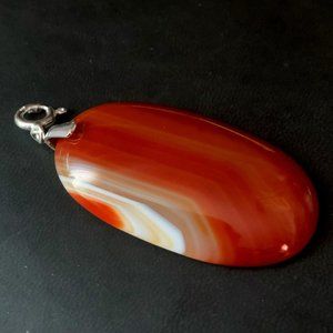 Big Carnelian Oval Slab 2 sides Pendant